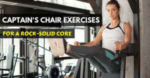woman doing captains chair exercise