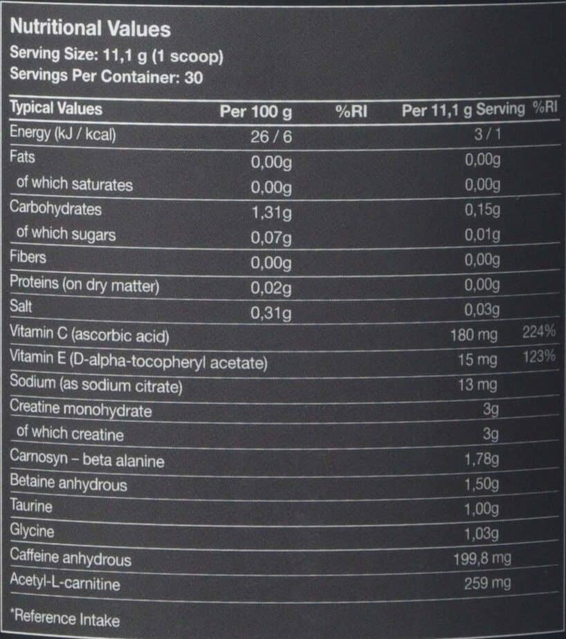 MusclePharm Assault ingredients