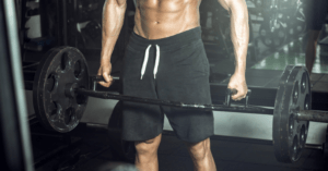 a man doing trap bar deadlift